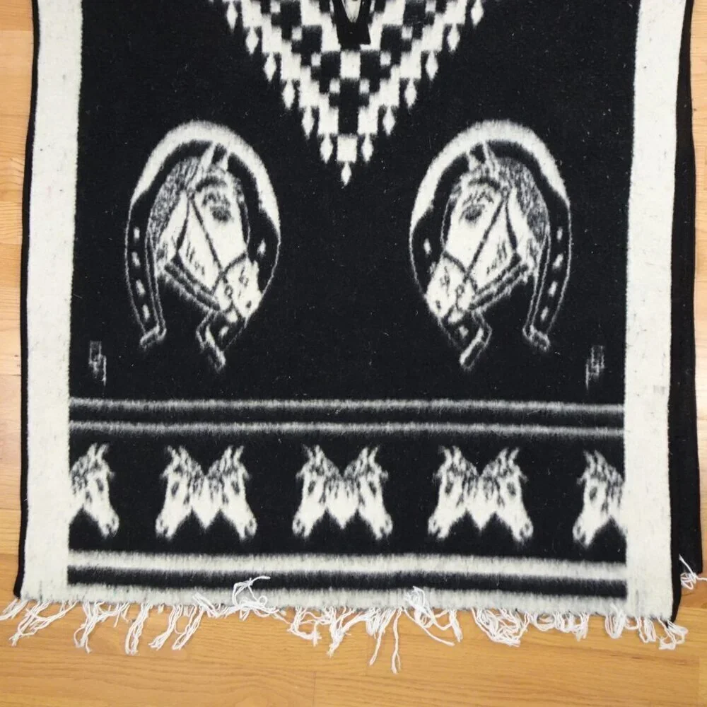 Vintage Western Poncho Equestrian Fringed Rare Wool? Handmade?